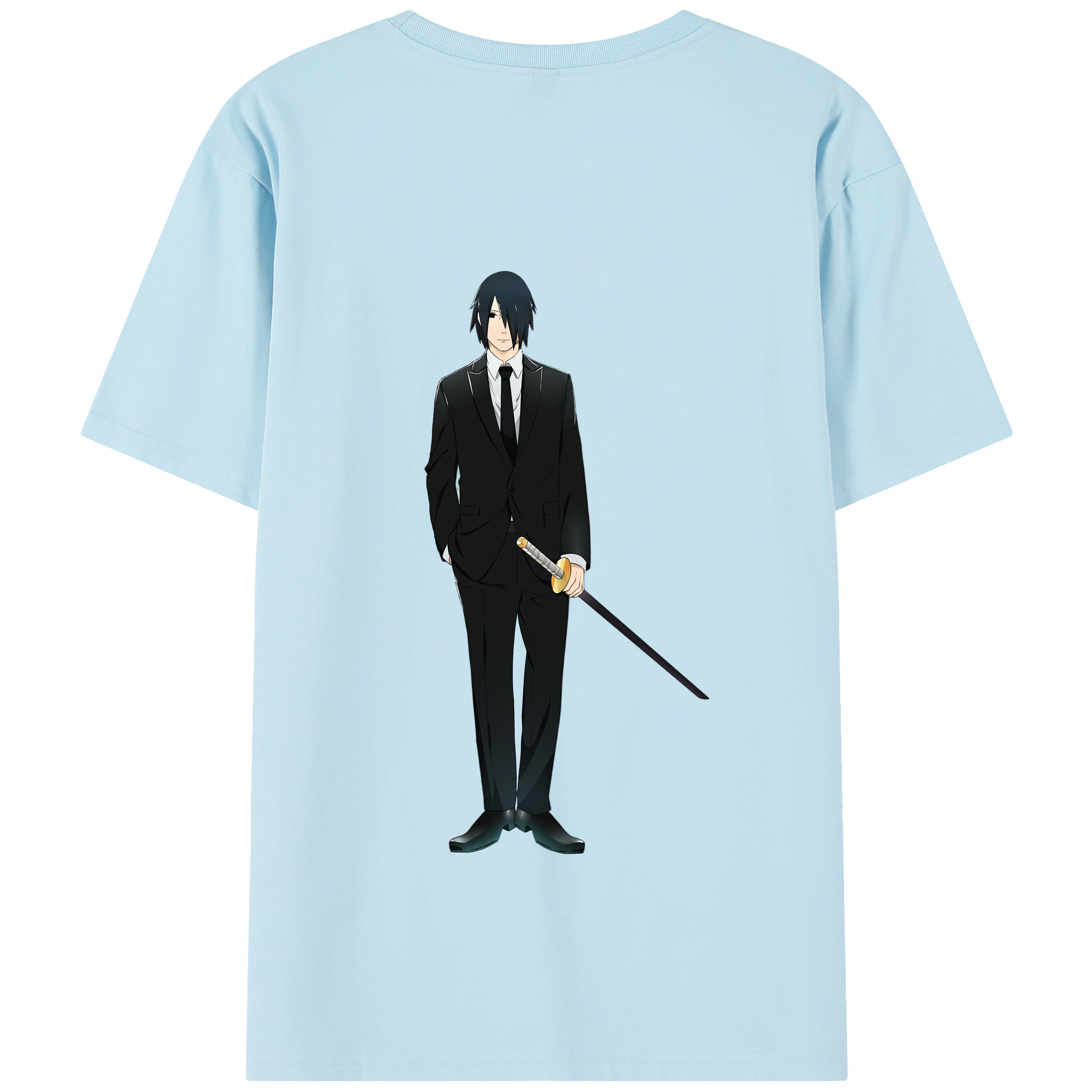 （画像用） NARUTO -ナルト- うちは サスケ Uchiha Sasuke 綿100％半袖Tシャツ（背面プリント）
